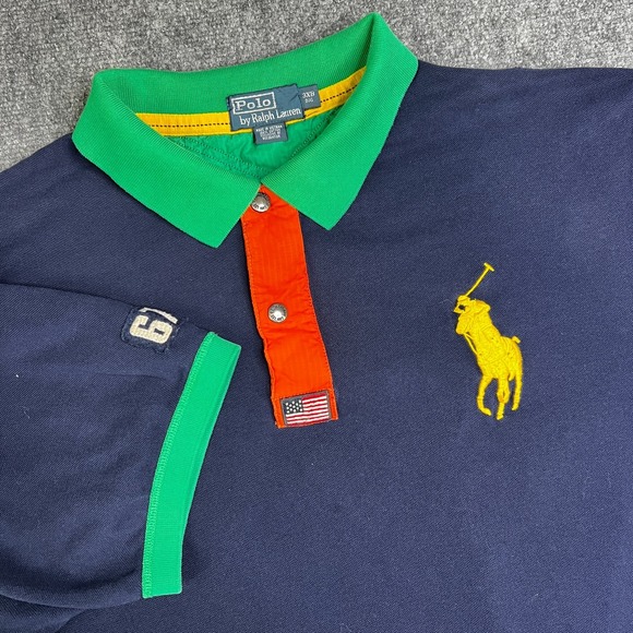 Polo Ralph Lauren Other - Vintage Polo Ralph Lauren 3XB BIG Fit USA Flag 1/4 Snap buttons 90s Big Pony Y2K